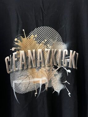 Graphic Black Tee with Metallic Gold Print